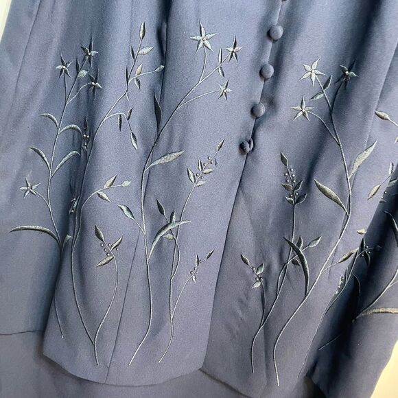 Karin Stevens Navy Blue Dress with Embroidered Details - Picture 3 of 6